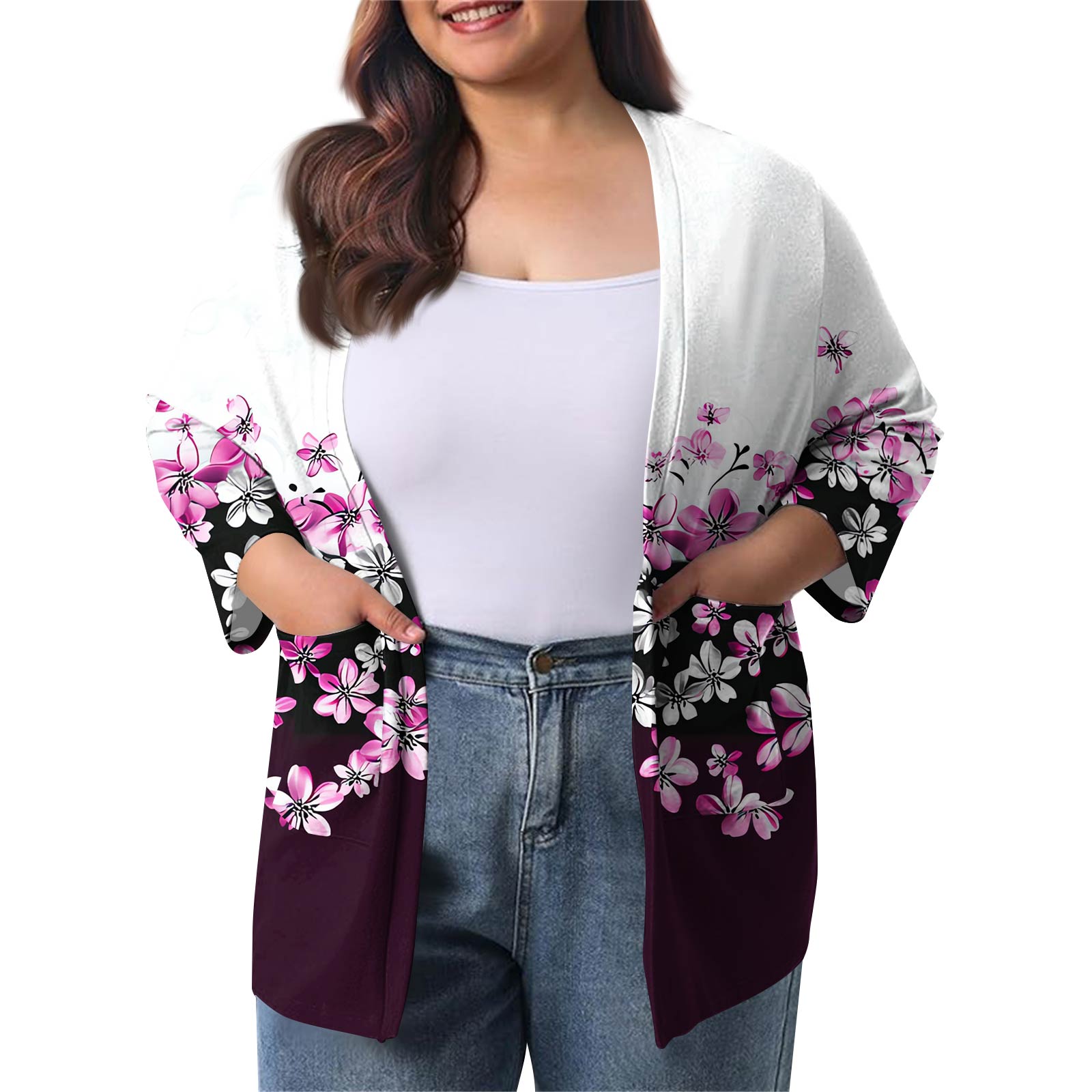 

Женский осенне-зимний модный повседневный однотонный кардиган-жакет длиной до середины бедра с рукавом 3/4 XL фиолетовый