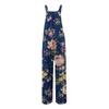 Wide Leg Overalls For Women Casual Loose Sleeveless Jumpsuits Retro Print Button Long Pant Romper Jumpsuit With Pockets