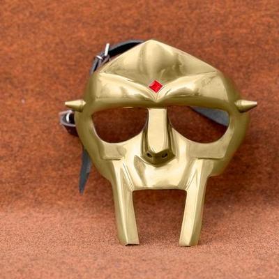 Masque de gladiateur MF Doom, masque facial en acier durable avec finition en laiton pour cosplay, costumes, cadeaux de Noël uniques
