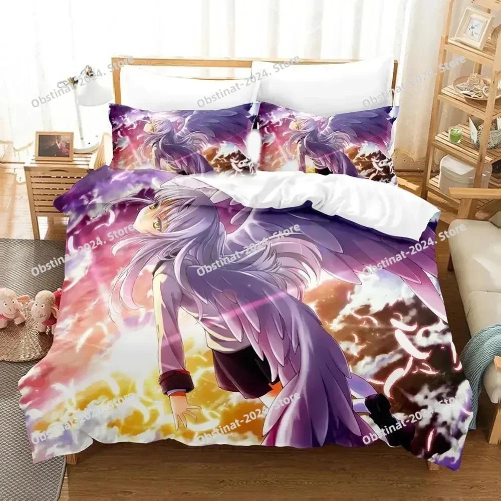 3D Печать Аниме Angel Beats Комплект Постельного Белья Печатный Комплект Постельного Белья С Наволочкой Покрывало На Одеяло Мягкое Односпальное Двуспальное Queen Super King Размер