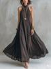 Bohemian Summer Off-the-Shoulder Maxi Dress - Women's Elegant Flowing Halter Neck Style