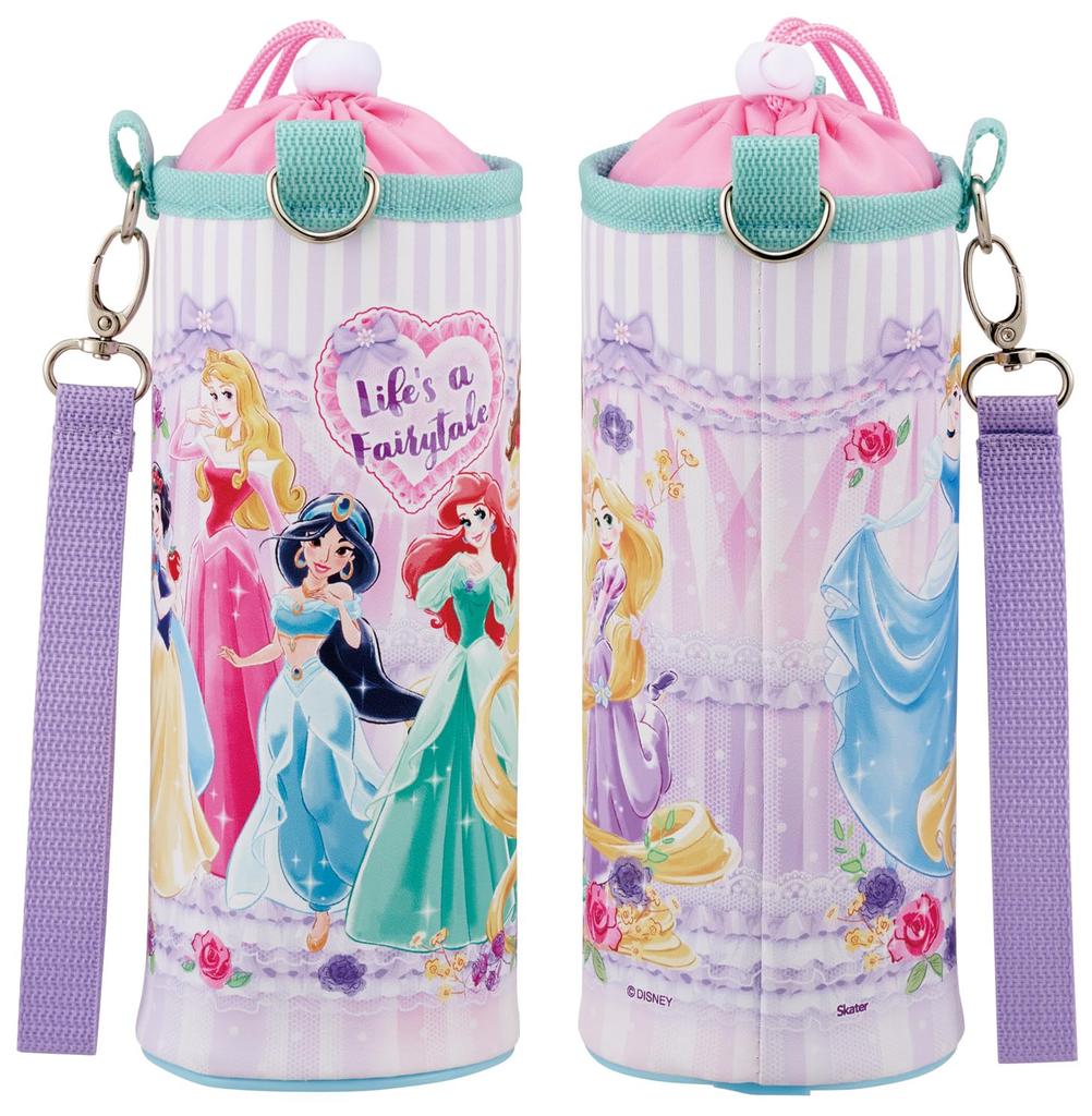 Skater Bottle Water Bottle Case for Disney Princess Size Cover, Kids, Multi-Size, Design, 26, Girls, PVPF7-A