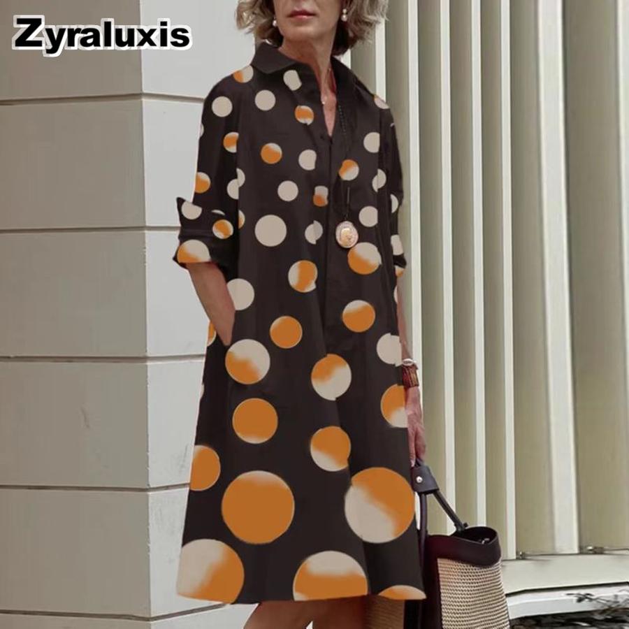 Autumn Floral Print Long Sleeve Midi Dress S жёлтый