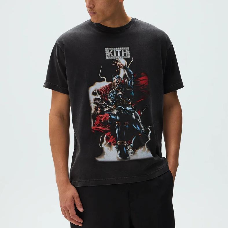 Kith X Marvel Thor Vintage Tee Black Men Tops KHM034329-001