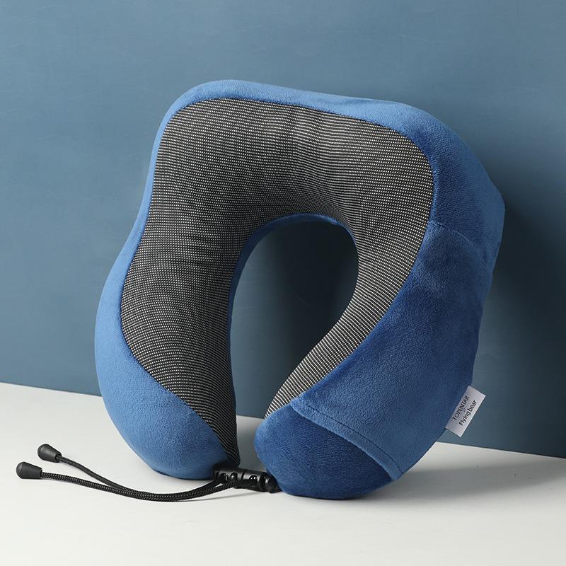 Cotton U Shaped Slow Rebound Travel Neck Pillow with Storage Bag for Airplane Office Nap Portable Support Cozy Companion