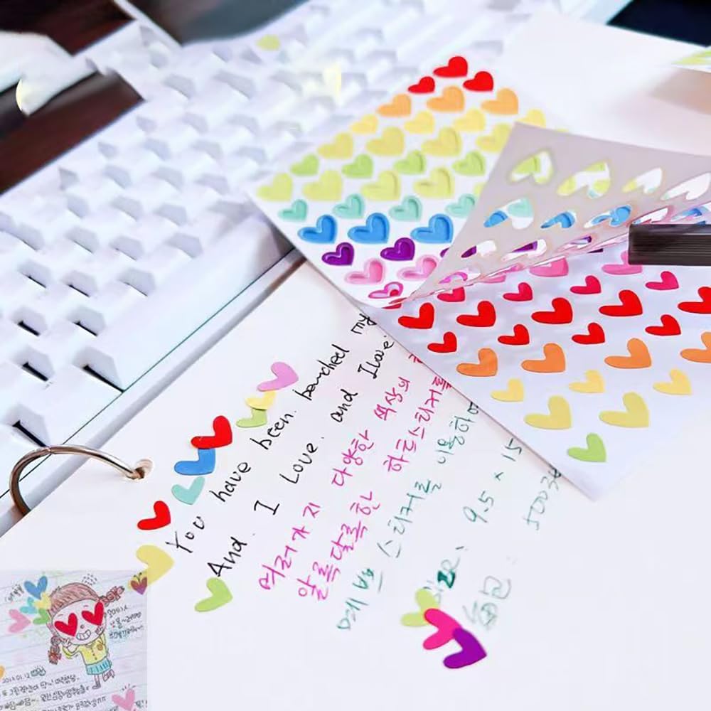 6 Sheets Colorful Stickers Pack Mini Star Heart Dots Self-adhesive Paper Marker Notes Decoration for Diary Album Reward