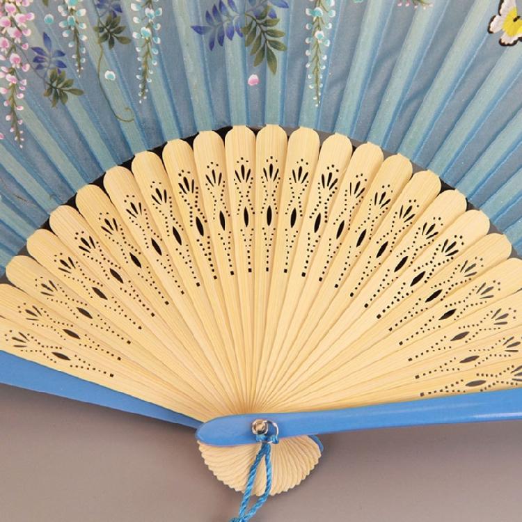 Foldable Bamboos Fan With Flowing Tassels Imitation Silk Handheld Fan For Cooling And Decorative Purposes Holiday Gift