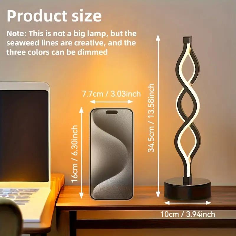 Modern LED Table Lamp Creative Spiral Table Light Soft Light Protection for Eyes 3 Color Dimming for Home Office Night Light