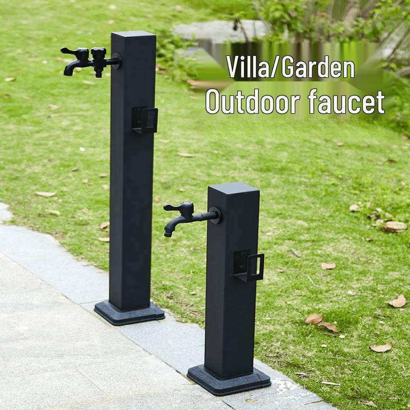 Black Stainless Steel Outdoor Pillar Faucet
