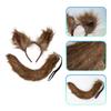 Foxes Cosplay Set Lovely Wolf Ears Headband Plush Animal Tail Foxes Tail Decorations Foxes Ears Headwear for Halloween