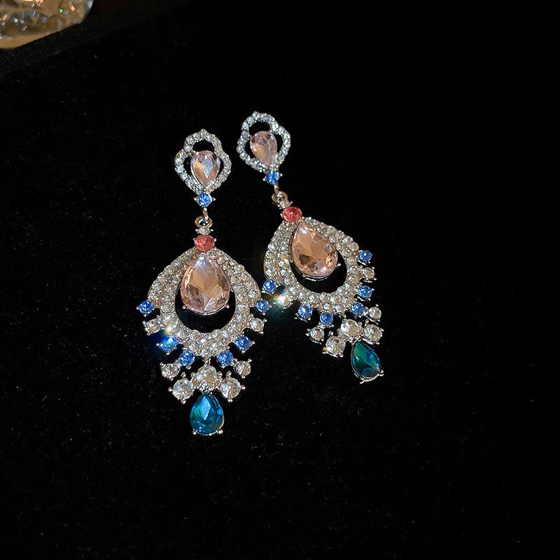 Silver Needle Pink Butterfly Zircon Cutout Stud Earrings - High-End Luxury Fashion Jewelry