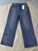 Wide-Leg Patchwork Flare Jeans for Women - Y2K Blue Wash with Tassels