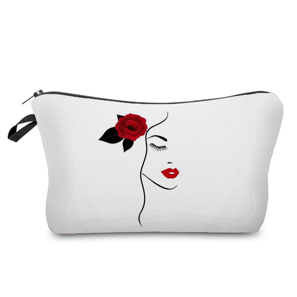 Women Face Print Cosmetic Bag Toiletries Organize Travel Storage Case  6760