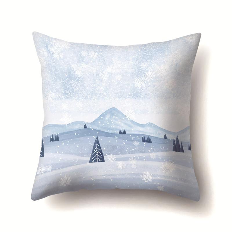 45x45cm Cartoon Fawn Snow Scene Pillow Cover Living Room Sofa Office Seat Car Waist Cushion Cushion Cover Home Decoration