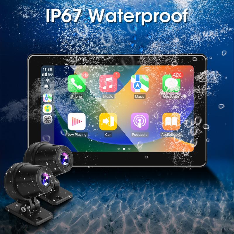 7 Inch Motorcycle Car DVR Wireless Carplay Android Auto Portable GPS Navigation Screen Bluetooth IPX7 Waterproof Moto Display