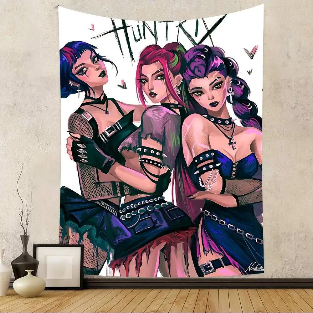 K-Pop Demonn Hunterss Anime Style Tapestry Home Bedroom Decoration Birthday Party Party Background Cloth