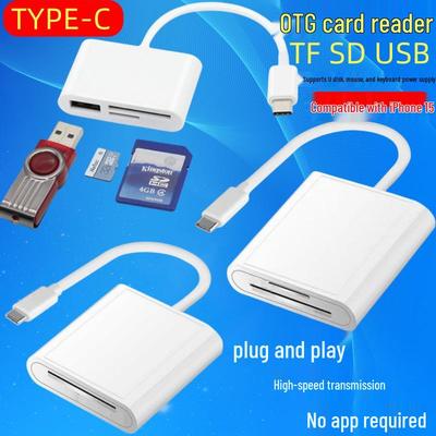 Apple 3-in-1 OTG Card Reader: Compatible with TF, Huawei, Android Type-C, Mobile Phones, External U Disk & SD Card Adapter.