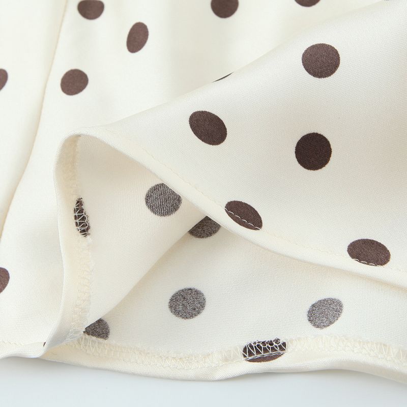 Kaslead New Women Clothes Western Style Polka Dot Silk Satin Texture Midi Dress 3067214