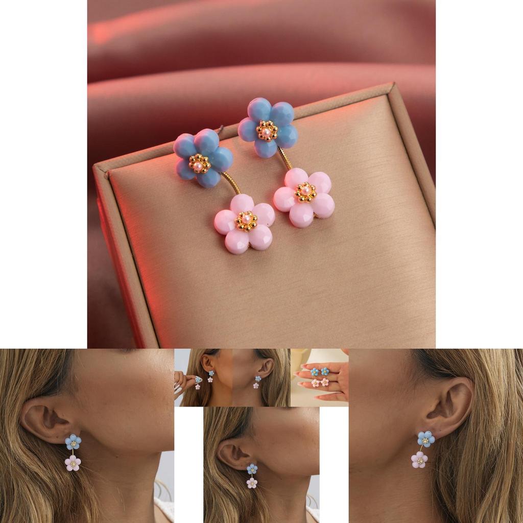 Elegant Resin Flower Earrings For Women Chic Geometric Design Fashion Jewelry