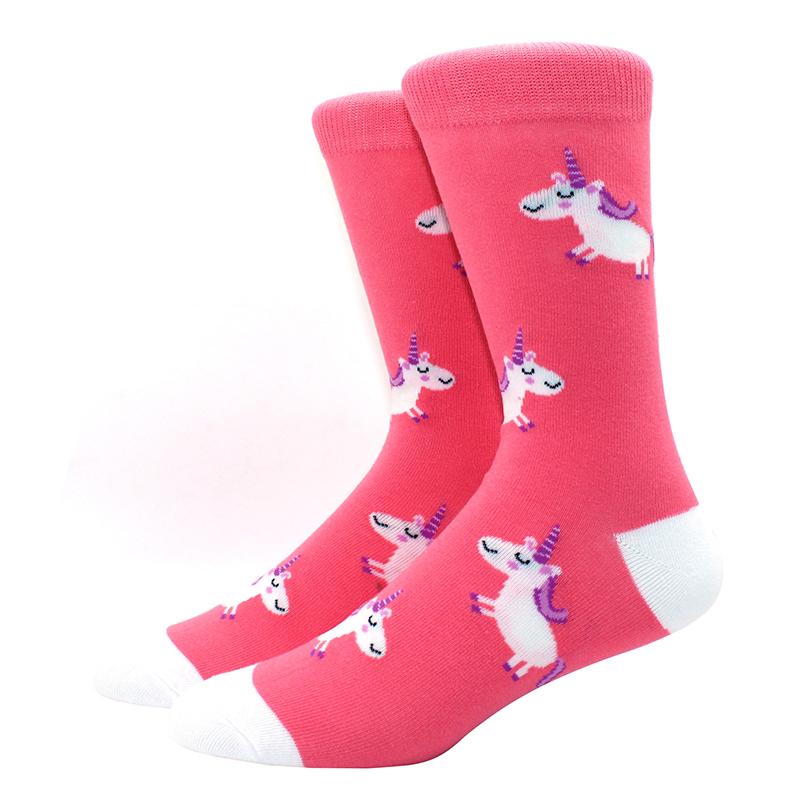 1 Pair of  Fun Men Socks Casual Cartoon Fruit Banana Flamingo Lemon Egg Sloth Pizza Happy Harajuku Skateboard Socks