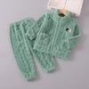 Pyjamas för barn Flickor Coral Fleece Förtjockad Pojkar Ansiktsduk Höst och vinter Baby Flickor Hemma Vinterkostym