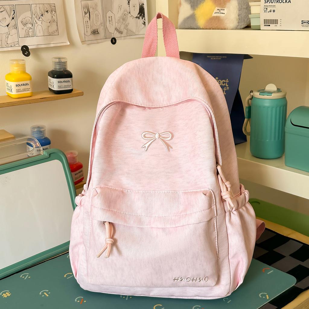 Schultasche Japanisch süße Schleife Rucksack weiblich Grund- und Sekundarschüler leichte Schultasche aus koreanischer Version einfarbig Reisen