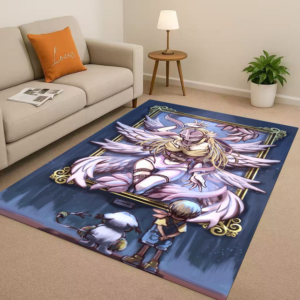 Angewomon Cartoon Digimon Adventure Living Room Non Slip Area Rug Soft Carpet for Bedroom Sofa,Easy Clean Home Doormat Playmat
