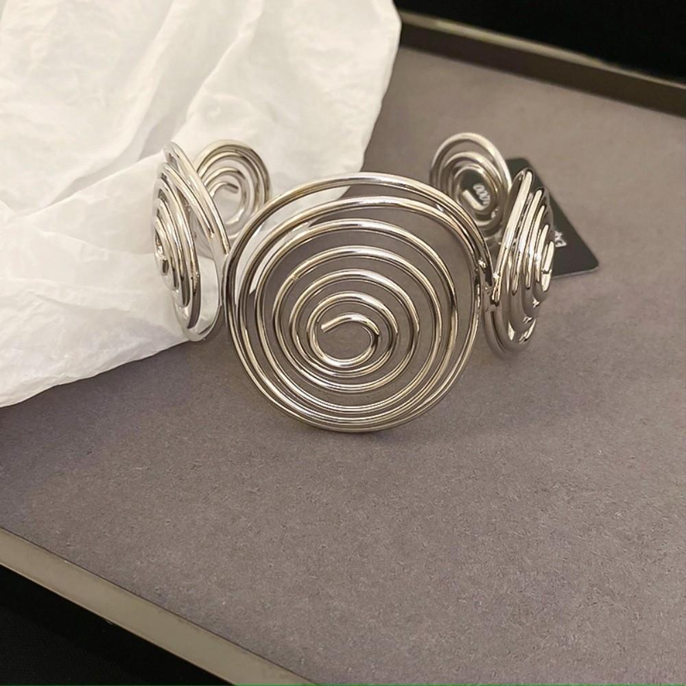 S/Round Shape Irregular Wide Bracelet Wave Opening Retro Hand Ring Zinc Zinc Alloy Wide Opening Bangle Gift