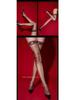 Little Matchmaker White Silk Lace Bow Thigh-High Socks with Red Trim