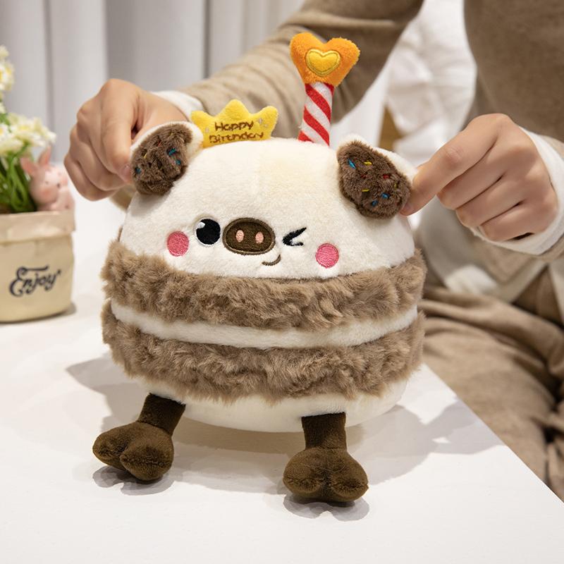Cartoon 3 Colors Pig Cake Plush Toys Stuffed Cute Ice Cream Snack Decoration Birthday Party Gift for Kids