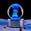 Luminous Teddy Bear Crystal Ball Night Light with Wooden Base - Creative Desktop Decoration Gift.