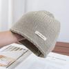 Simple solid color knitted bag head stacking hat women's early autumn new plain and versatile big head circumference showing face small wool hat