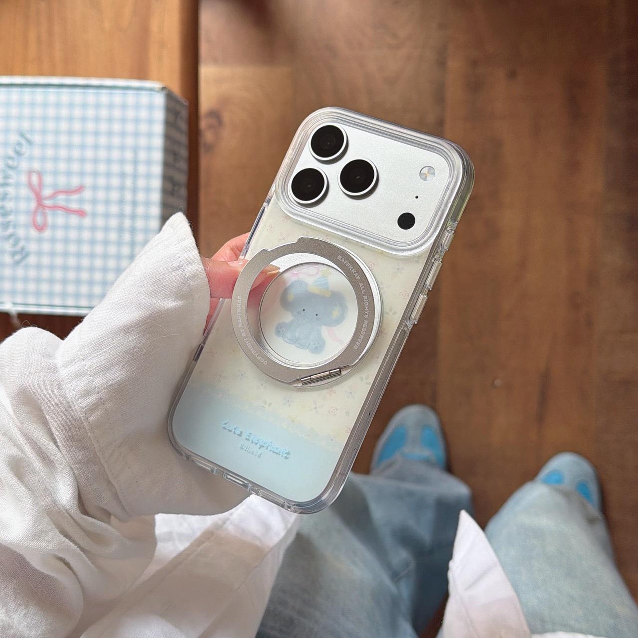 

Floral Graffiti Elephant iPhone 17 Pro Max Case with Apple 16 Rotating Bracket and Drop Protection 16
