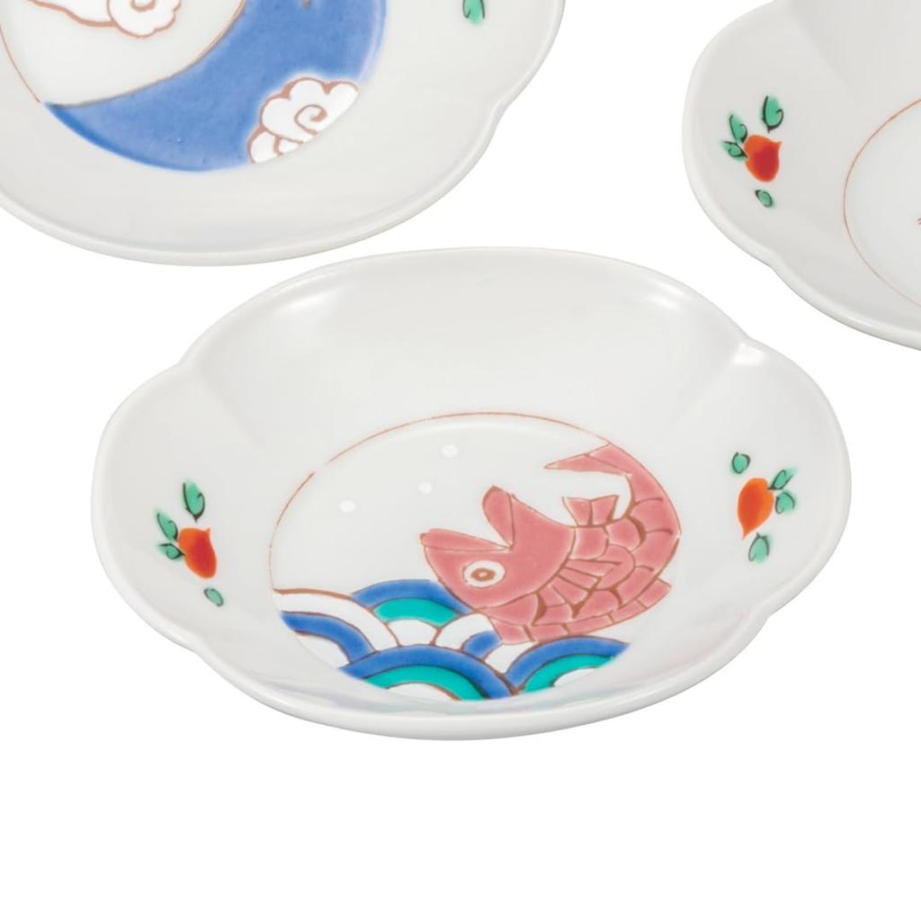Kutani ware size plates set lucky charms "Iwataya" 3.5 K8-52