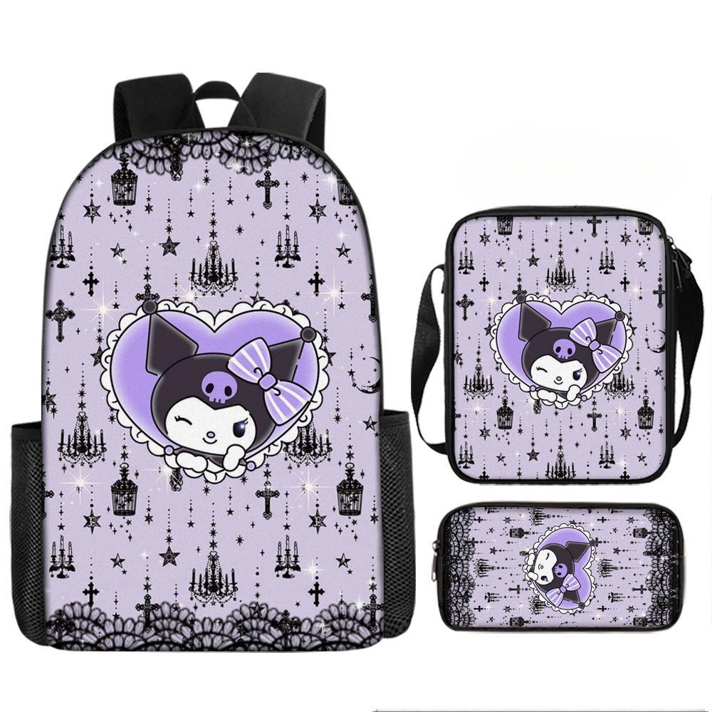 School Bag Student Backpack Cute Girl Lightweight Backpack Large Capacity Three-Piece Backpack
