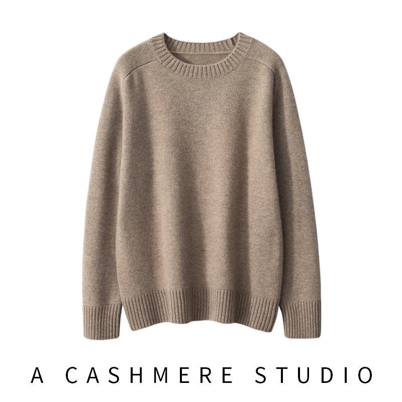 2024 Autumn/Winter Women's Round Neck Saddle Shoulder Cashmere Loose Slimming Knit Sweater
