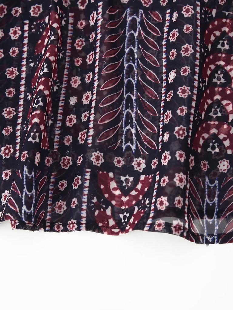 2025 Spring/Summer Metallic Thread Print Loose Cover-up Shirt