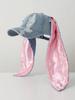 Distressed Denim Baseball Cap With Plush Long Earflaps For Adults