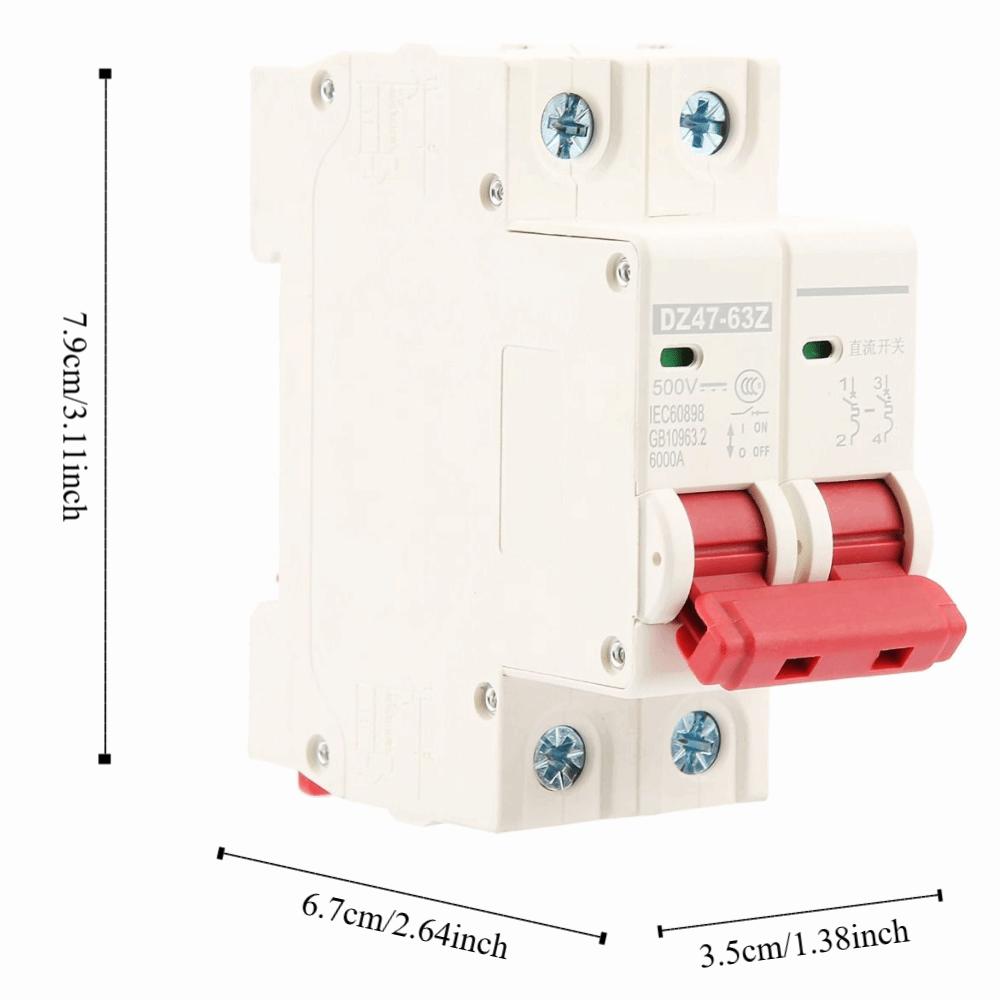 Air Switch DZ47-63Z 2P Circuit Breaker DC 500V 10A/16A/20A/32A/40A/63A MCB DC Circuit Breaker Industrial Use