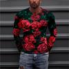 Spring and Autumn Round Neck Flower Pattern 3D Printed Top Fashionable Casual Long Sleeved Men's T-shirts