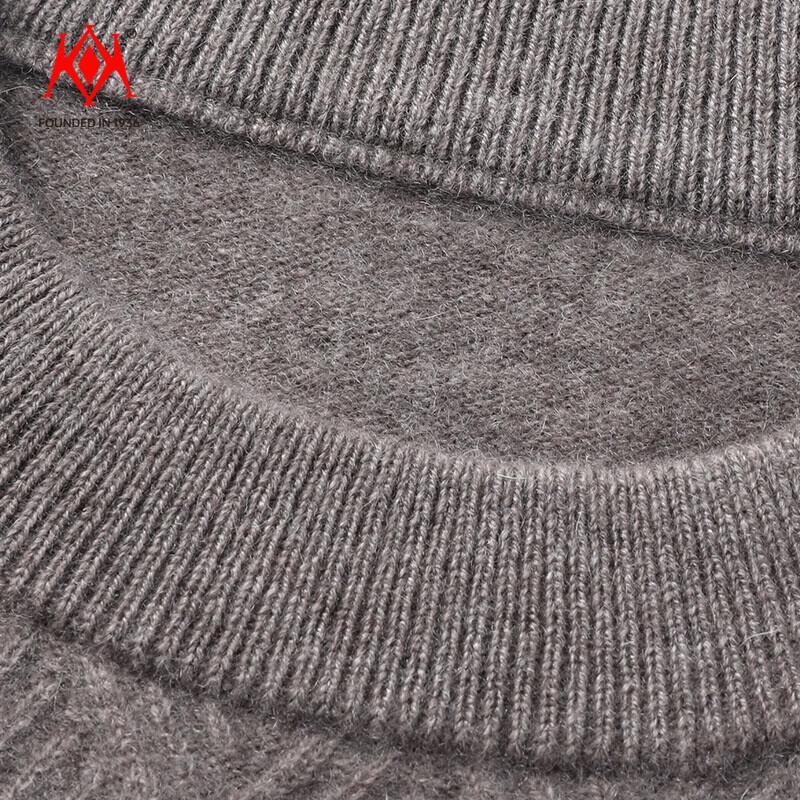Men's Premium 100% Cashmere Crewneck Plaid Pullover Sweater