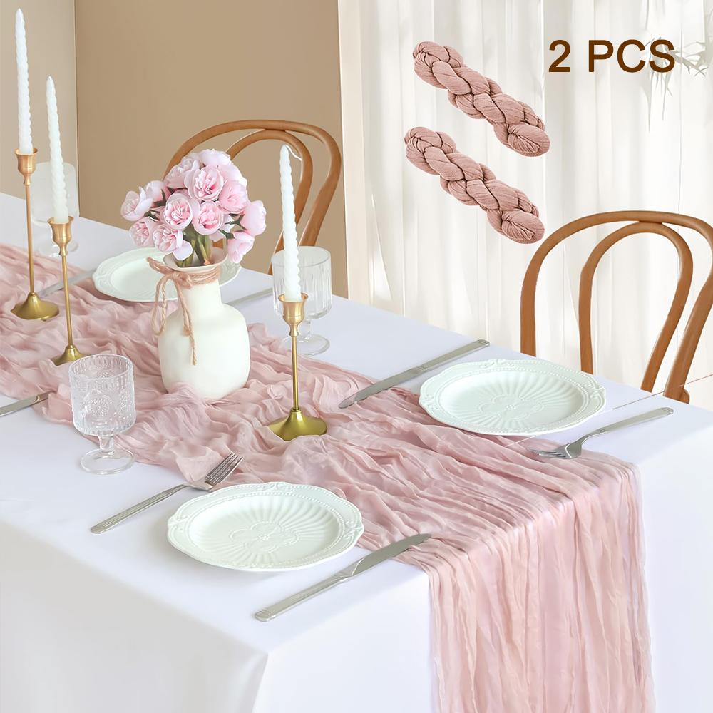 2 Pack Cheesecloth Table Runners Cheese Table Cloth Gauze Boho for Wedding Bridal Shower Baby Shower Party Table Decorations