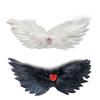 Exaggerated Black And White Wing Designs Feathered Hair Clip With Rhinestones Embellishments For Party Or Costume Event