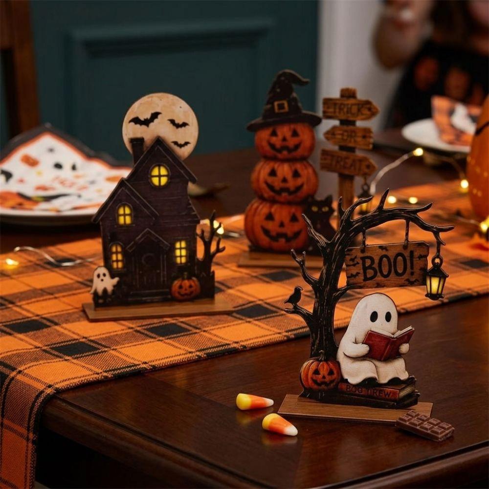 2D Flat Ghost Pumpkin Standing Sign Trick or Treat Haunted House Statue Holiday Party