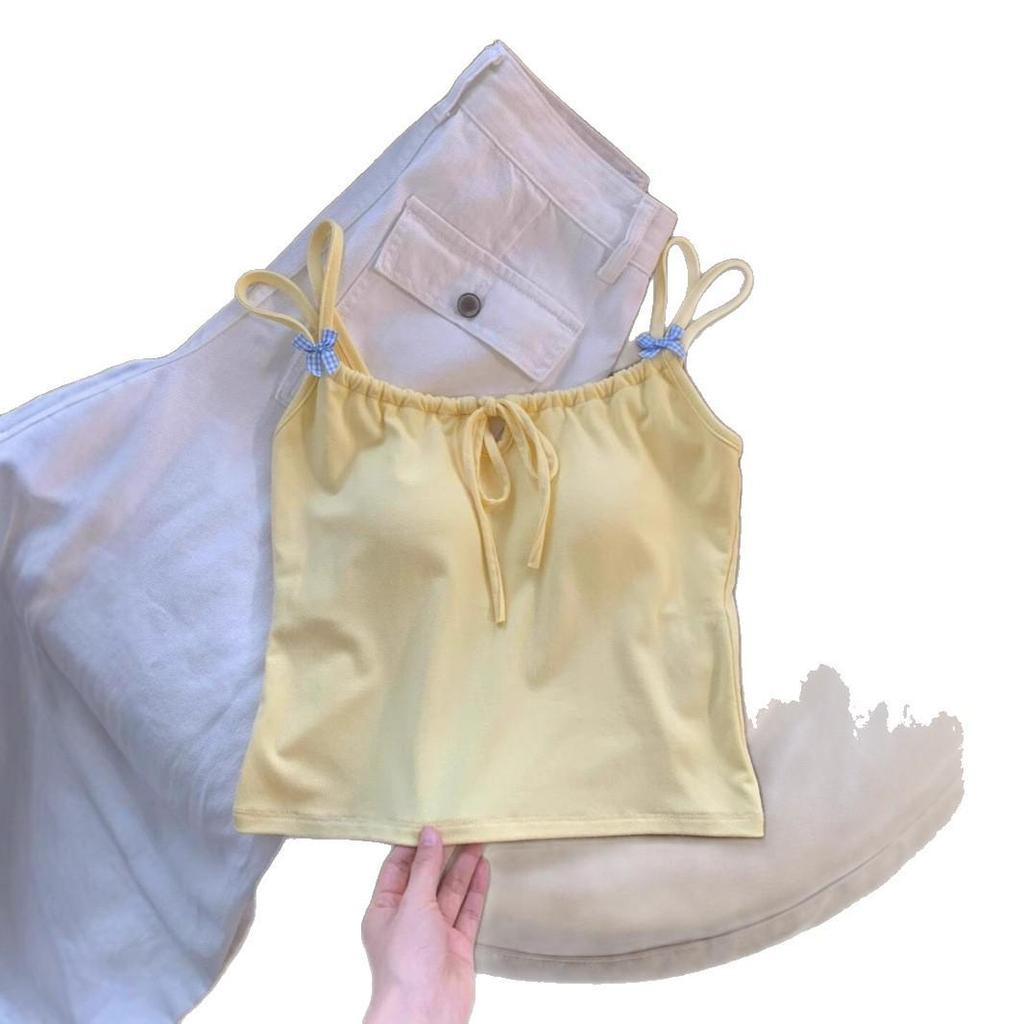 Women's Slim Fit Bow Camisole with Chest Pad - Summer Pure Desire Top