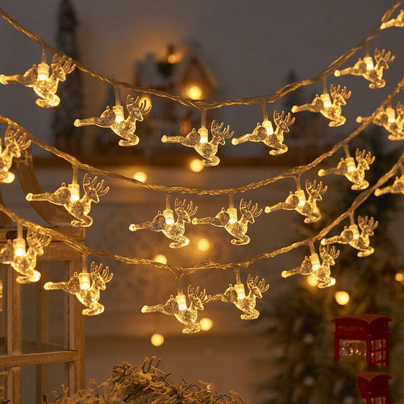 LED Christmas Reindeer & Snowflake String Lights for Shop Windows & Malls - Festive Pendant Lights for Christmas Scenes