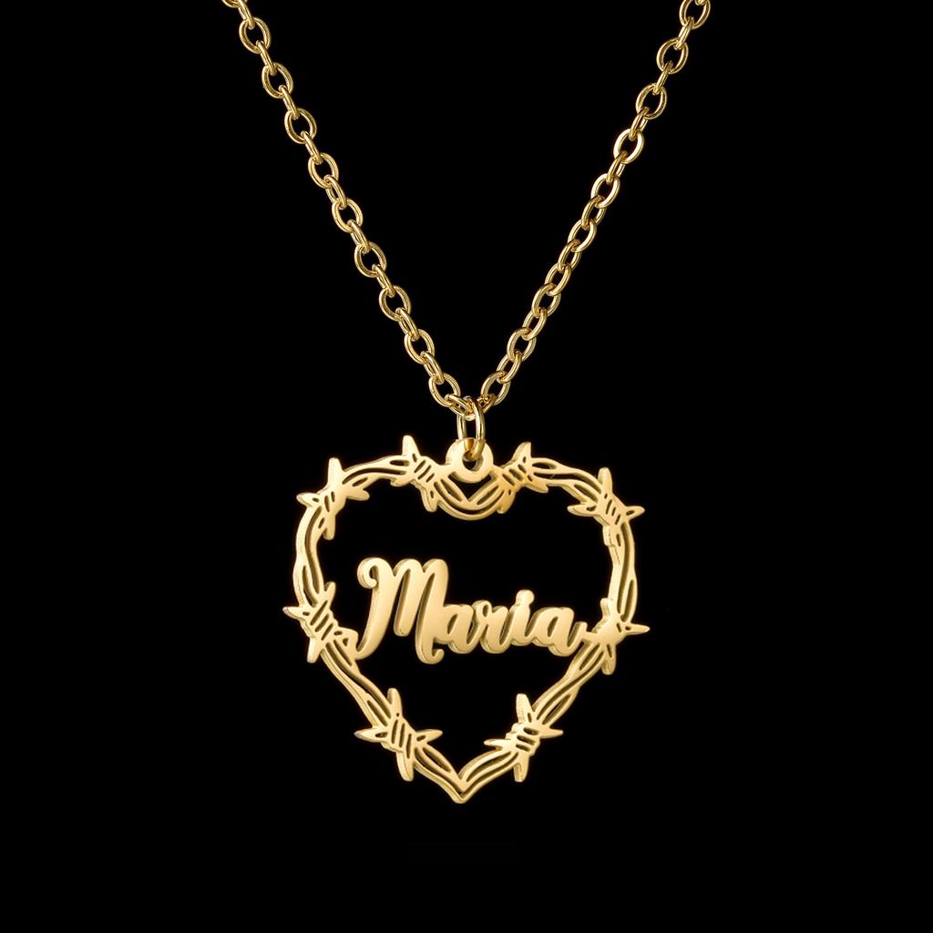 Atoztide Personalized Custom Name Necklaces for Women Unlimited Heart Pendant Stainless Steel Link Chain Christmas Jewelry Gift
