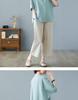 Mom's Trendy Ethnic Cotton Linen Slimming Two-Piece Summer Set