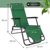 Chaise longue - Springos® - Modèle pliant - Vert - Appui-tête - Accoudoirs confortables