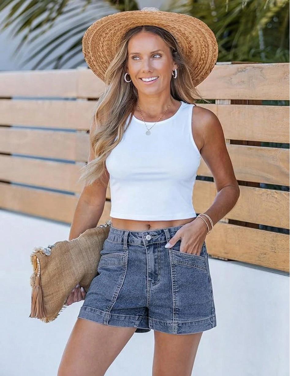 

2026 Y2K Elastic Denim Blue Front-Pocket Shorts Large небесно-голубой